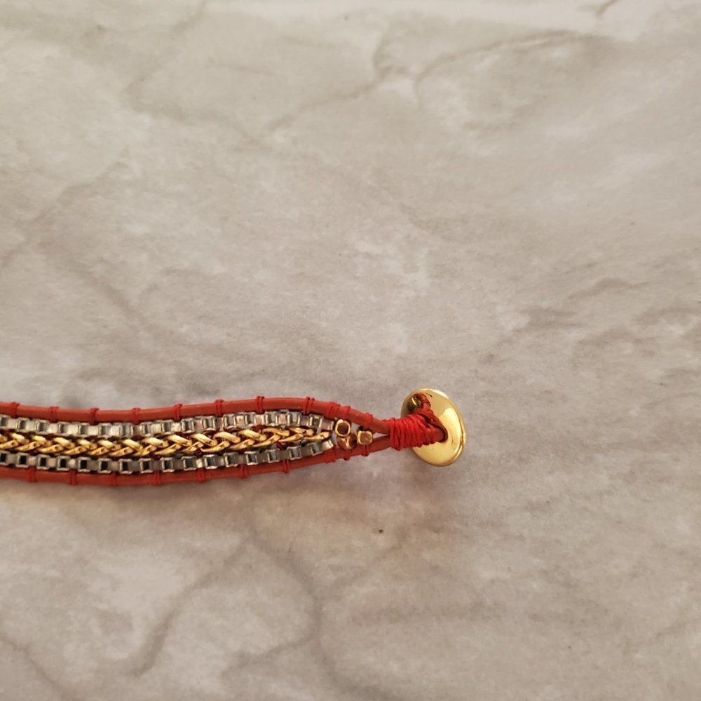 🧡 Stella and Dot Orange Cord Button Adjustable Box Chain Bracelet 🧡 - Picture 7 of 11
